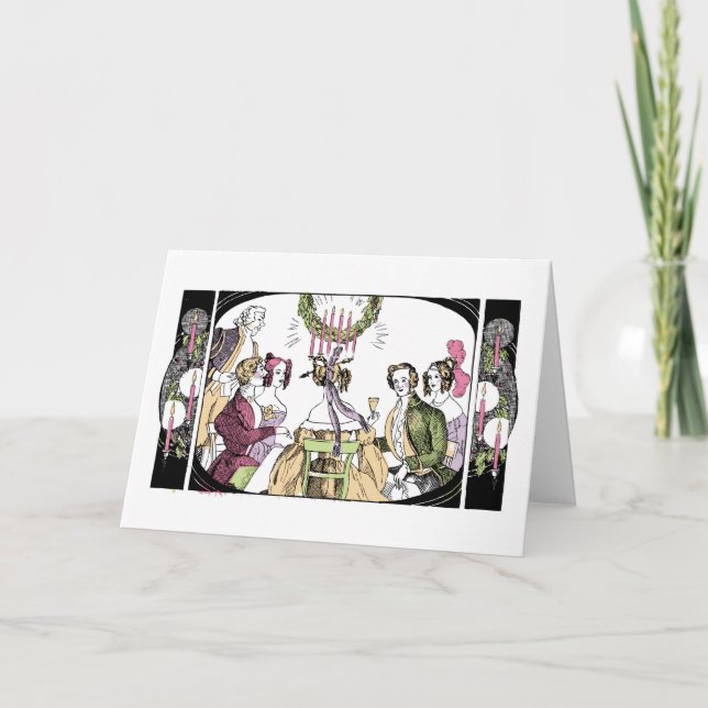 Vintage Christmas Dinner Firehead Holiday Card (Front)