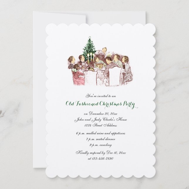 Vintage Christmas Dinner Holiday Party Invitation (Front)