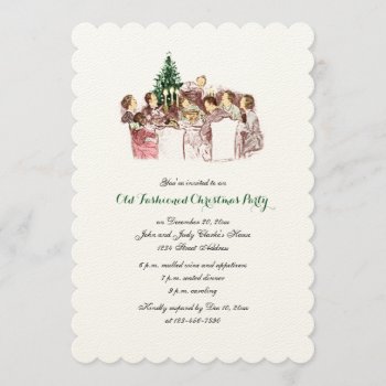 Vintage Christmas Dinner Holiday Party Invitation by stampgallery at Zazzle