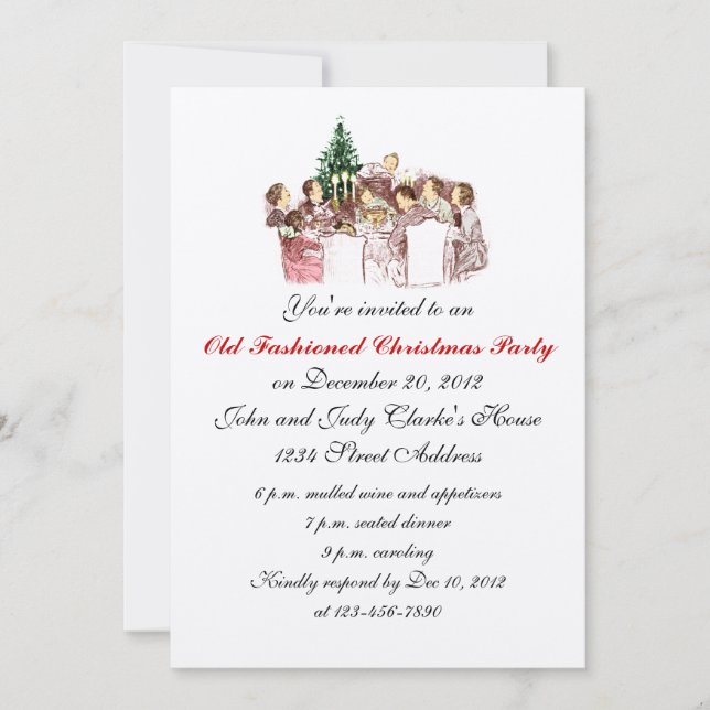Vintage Christmas Dinner Party Invitations (Front)