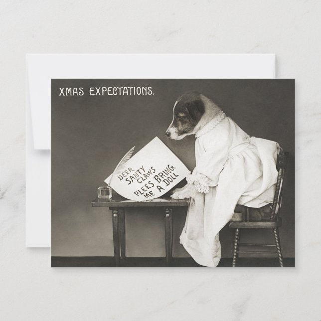 Vintage Christmas Dog Puppy Humor Card (Front)