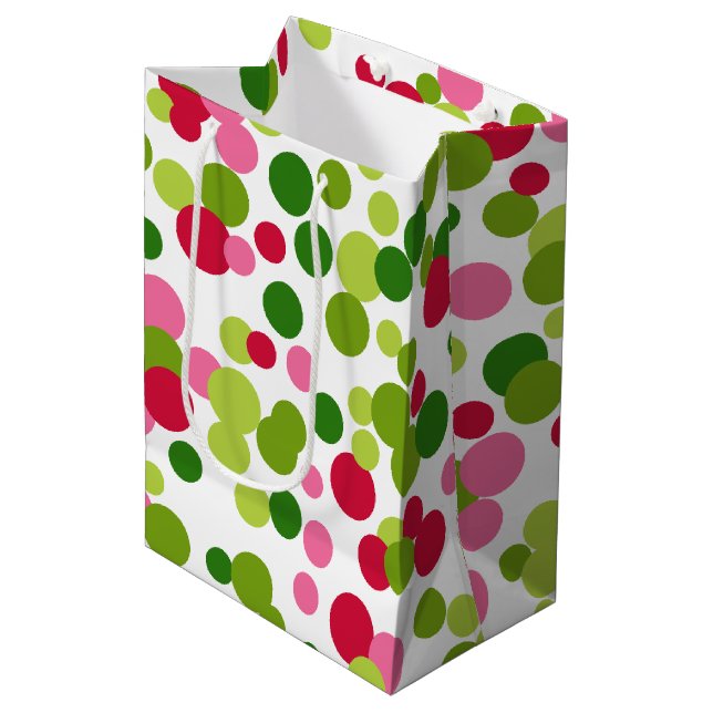 Vintage Christmas Dots Gift Bag (Front Angled)