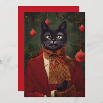Vintage Christmas Dressed Cat Flat Note Card by vintagecreations at Zazzle