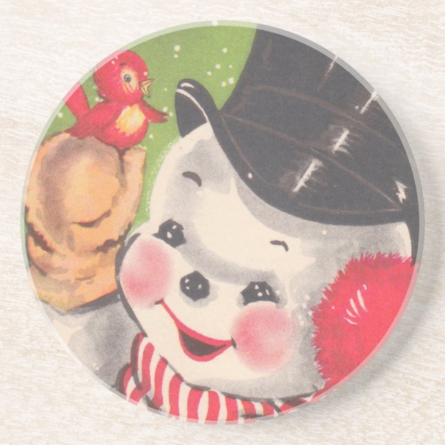 Vintage Christmas Drink Coaster (Front)