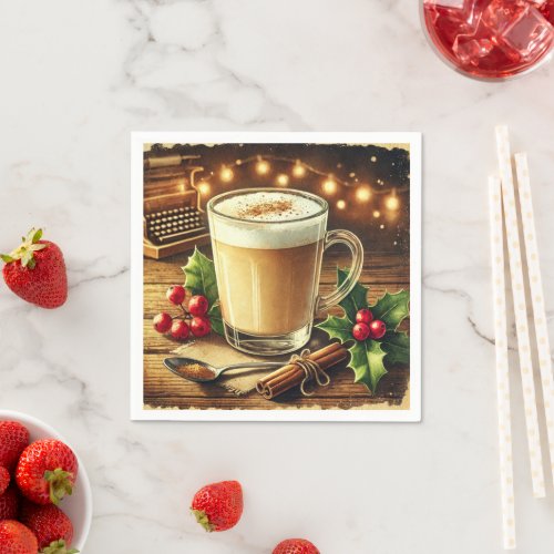Vintage Christmas Drink Eggnog Latte Decoupage Napkins