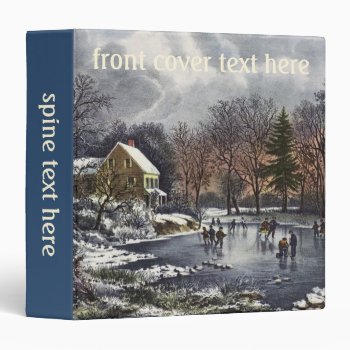 Vintage Christmas  Early Winter With Ice Skaters Binder by ChristmasCafe at Zazzle