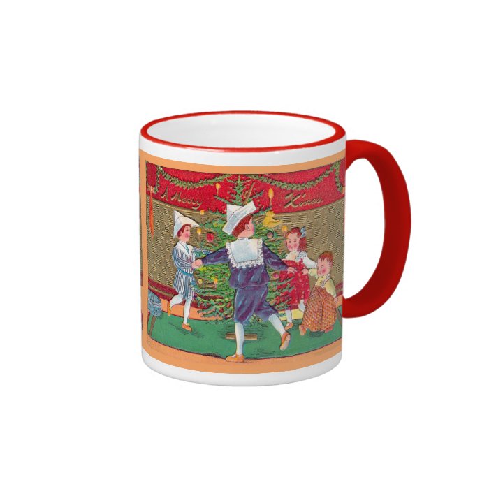Vintage Christmas, Edwardian children dancing Coffee Mug