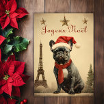 Vintage Christmas Eiffel Tower French Bulldog Holiday Card<br><div class="desc">The "Vintage Christmas Eiffel Tower French Bulldog Holiday Card" is a charming and unique way to spread holiday cheer. This card features a delightful design with a vintage touch, showcasing the iconic Eiffel Tower paired with an adorable French Bulldog wearing a Santa hat. With its blend of holiday magic and...</div>