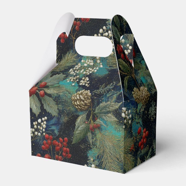 Vintage Christmas Elegant Sparkle II Favor Boxes (Front Side)