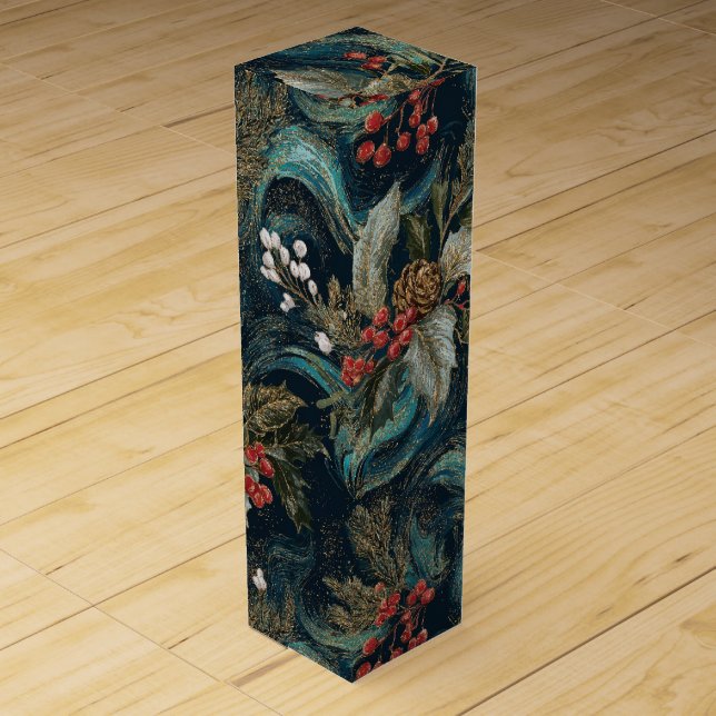 Vintage Christmas Elegant Sparkle Wine Box (Front)