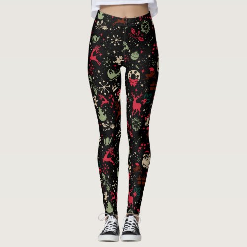 Vintage Christmas Element Pattern Leggings