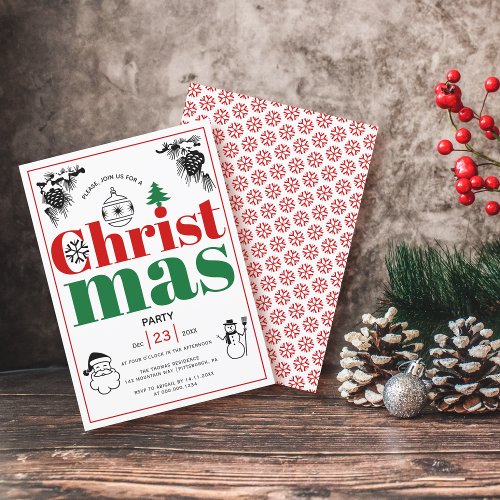 Vintage Christmas elements typography holiday Invitation