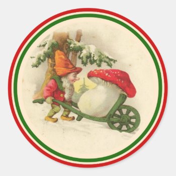 Vintage Christmas Elf 1910 Classic Round Sticker by MagnoliaVintage at Zazzle