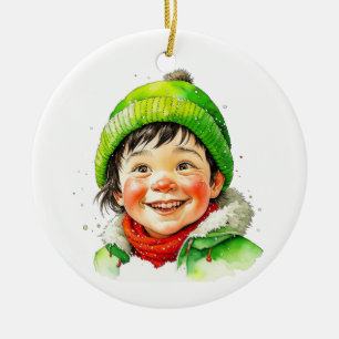 Vintage Christmas Elf  Personalized Ceramic Ornament