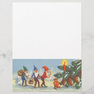 Vintage Christmas, Elves in the Snow Forest Winter Flyer