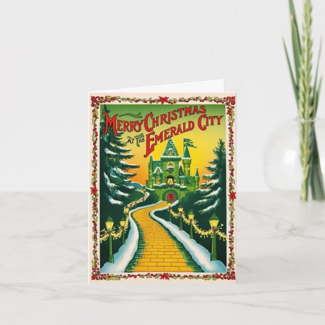 Vintage Christmas Emerald City Holiday Card (Front)