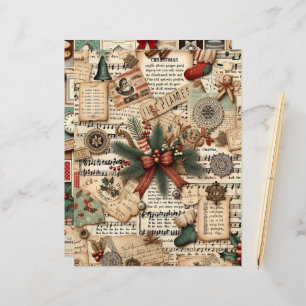 Vintage Christmas Ephemera Scrapbook Paper