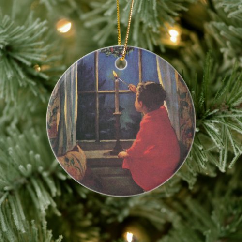Vintage Christmas Eve by Jessie Willcox Smith Ceramic Ornament