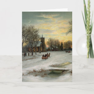 Vintage Christmas Eve Night Ornament Pendant Holiday Card