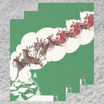 Vintage Christmas Eve  Retro Santa Claus In Sleigh Wrapping Paper Sheets by ChristmasCafe at Zazzle