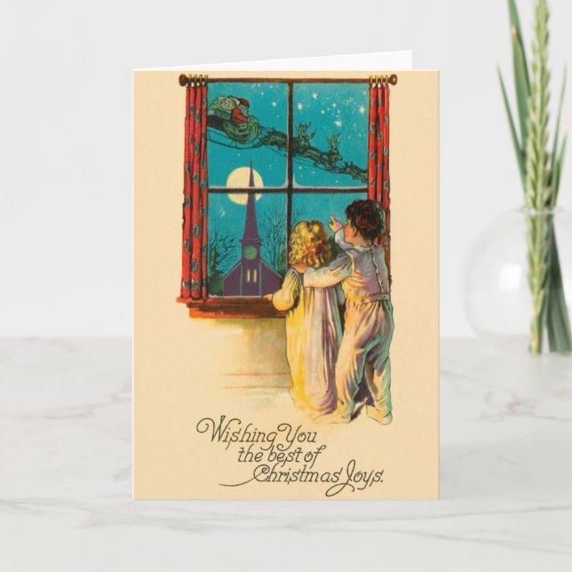 Vintage Christmas Eve Santa Christmas Card (Front)