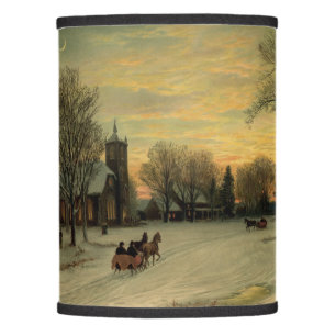 Vintage Christmas Eve Sunset Winter Landscape Lamp Shade
