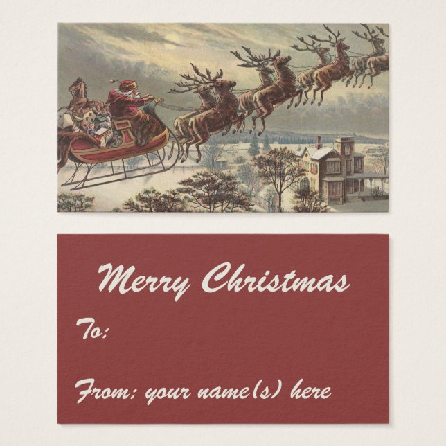 Vintage Christmas Eve Victorian Santa Claus Sleigh (Front & Back)