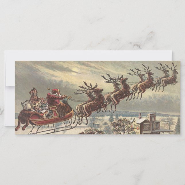 Vintage Christmas Eve Victorian Santa Claus Sleigh (Front)