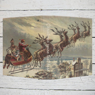 Vintage Christmas Eve Victorian Santa Claus Sleigh 3 Ring Binder