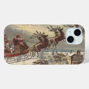 Vintage Christmas Eve Victorian Santa Claus Sleigh iPhone 15 Case