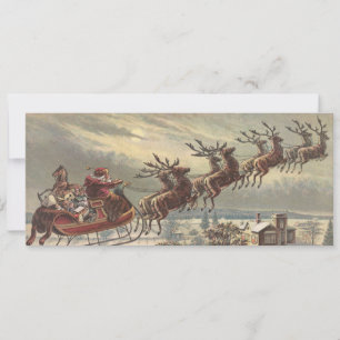 Vintage Christmas Eve Victorian Santa Claus Sleigh Invitation