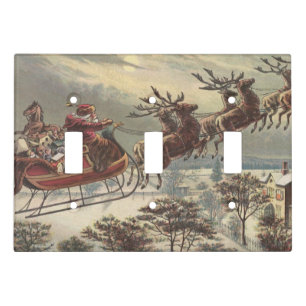 Vintage Christmas Eve Victorian Santa Claus Sleigh Light Switch Cover