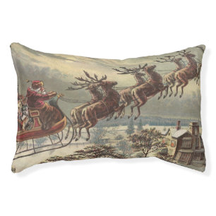 Vintage Christmas Eve Victorian Santa Claus Sleigh Pet Bed