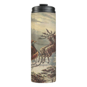 Vintage Christmas Eve Victorian Santa Claus Sleigh Thermal Tumbler