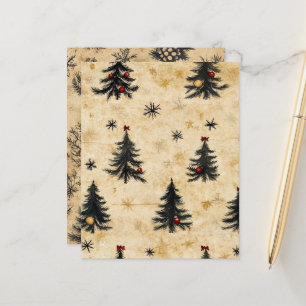 Vintage Christmas Evergreen Pine Trees Scrapbook