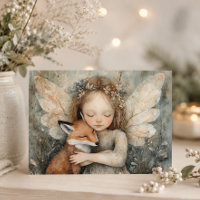 Vintage Christmas Fairy with Fox Whimsical Winter