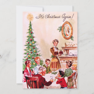 Vintage Christmas Family Dinner Holiday Card
