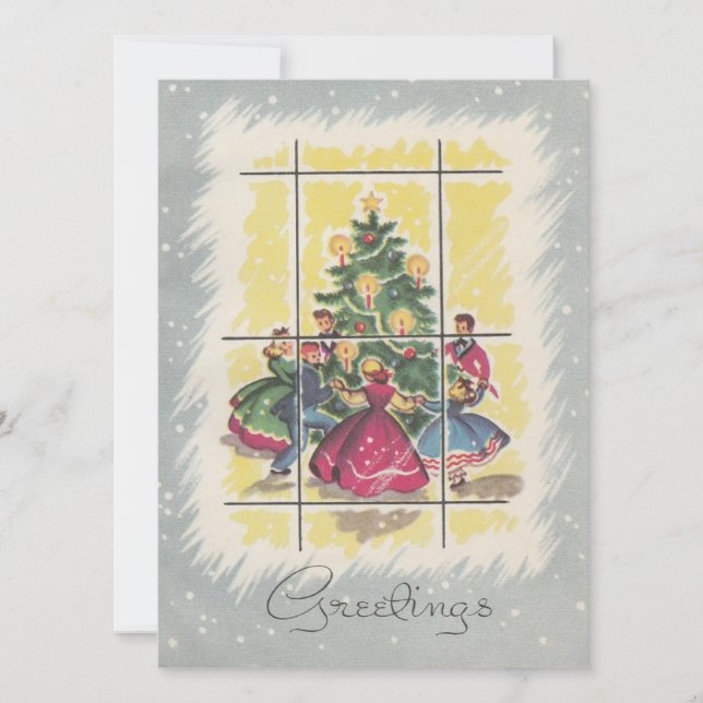 Vintage Christmas Family Holiday Card (Front)