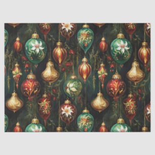 Vintage Christmas fantasy Floral Ornaments Pattern Tissue Paper