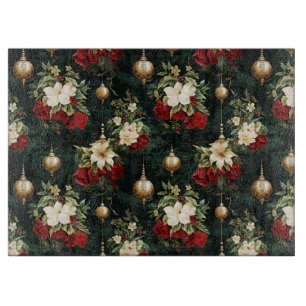 Vintage Christmas fantasy Floral Pattern Cutting Board