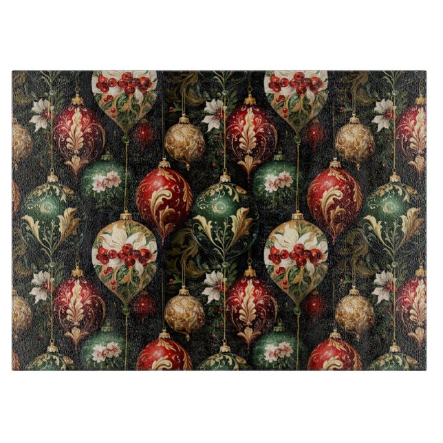 Vintage Christmas fantasy Floral Pattern Cutting Board (Front)