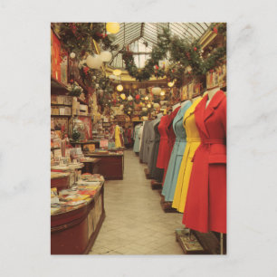 Vintage Christmas Fashion Arcade Holiday Postcard