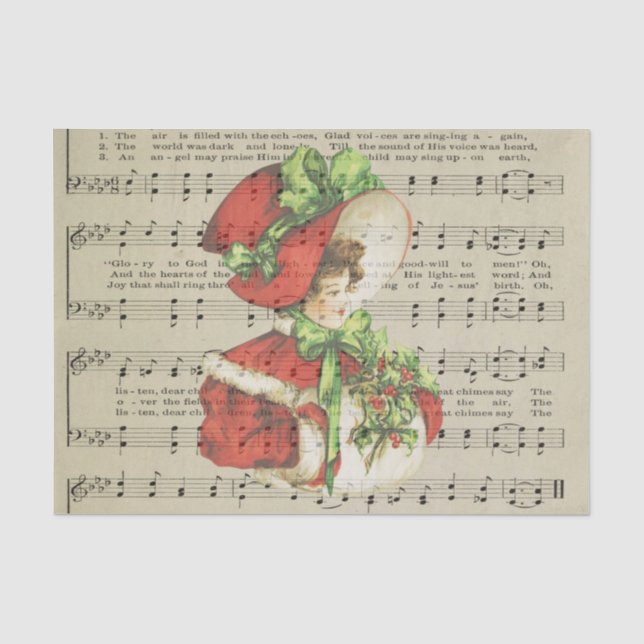 Vintage Christmas Fashion Music Sheet Decoupage (Front)
