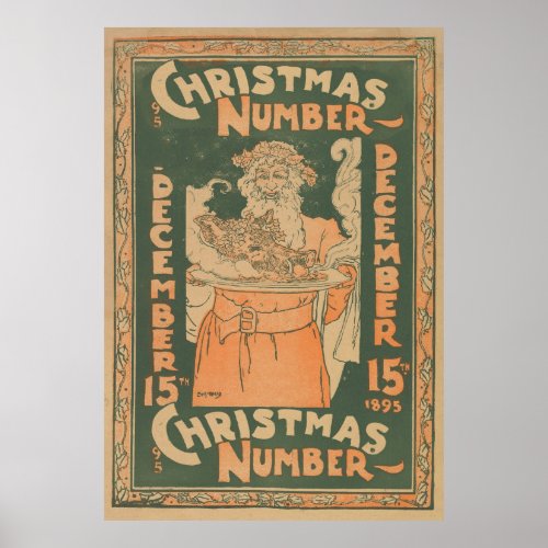 Vintage Christmas Feast Illustration 1895 Poster