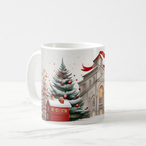 Vintage Christmas Festive Holiday Houses  Coffee Mug