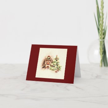 Vintage Christmas Fireplace Card by Gypsify at Zazzle