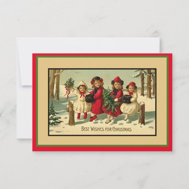 Vintage Christmas Flat Note Card (Front)