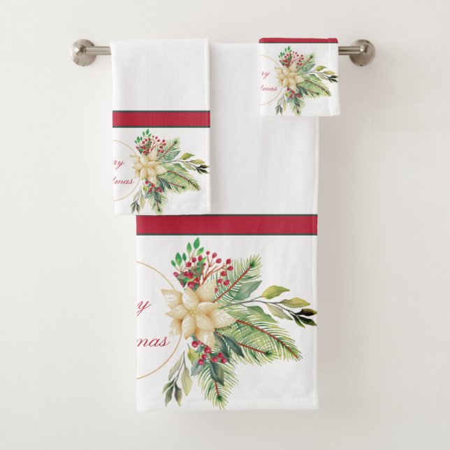 Vintage Christmas floral   Bath Towel Set (Insitu)