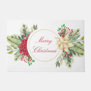 Vintage Christmas floral   Doormat