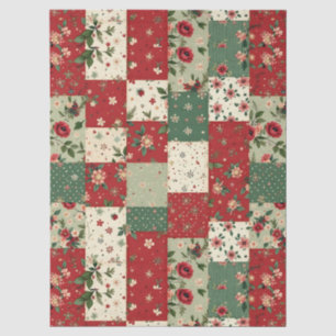 Vintage Christmas Floral Quilt Pattern Decoupage  Tissue Paper
